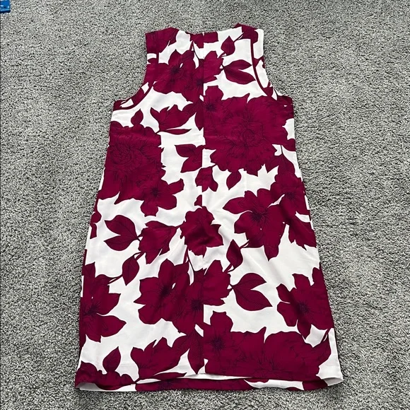 Banana Republic Women’s White & Burgundy Floral Sleeveless Shift Dress - Size 12 - Picture 4 of 9